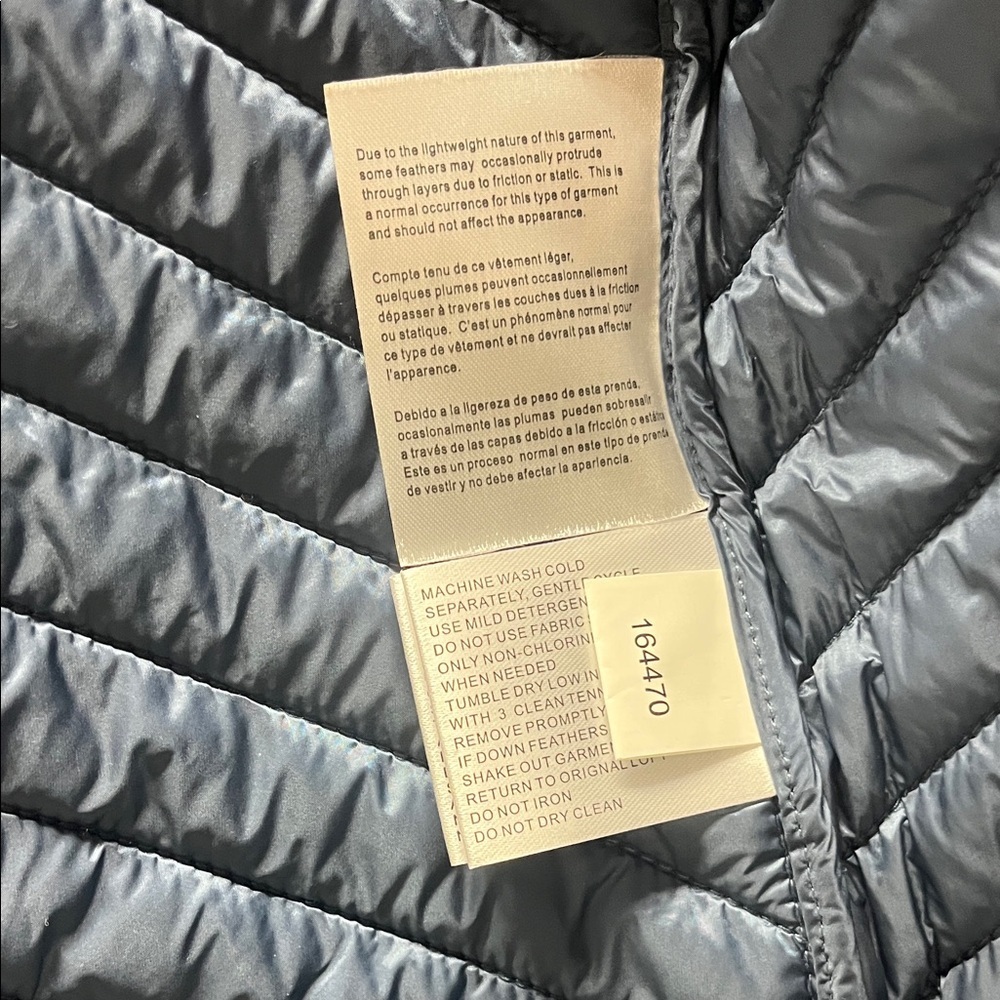 Michael Kors Packable Down Long Puffer Coat in Chevron Quilted Blue/Gray Size M - Picture 6 of 8